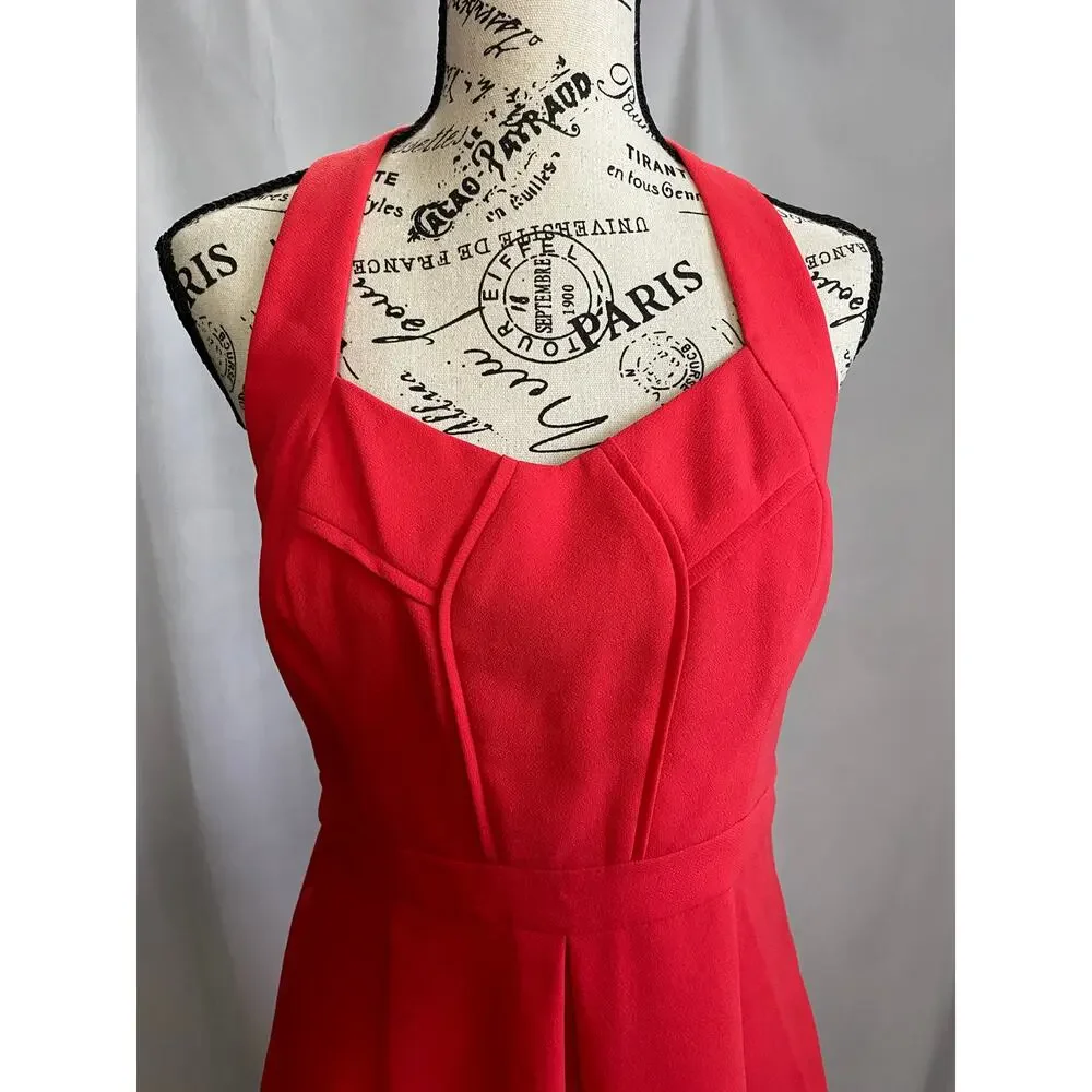 BCBGeneration Bittersweet Halter Fit & Flare Salmon Coral Dress Size 6 - Picture 2 of 10